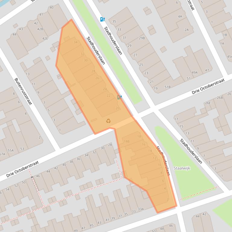 Kaart van postcodegebied 2313AC.