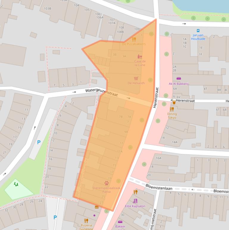 Kaart van postcodegebied 2313AD.