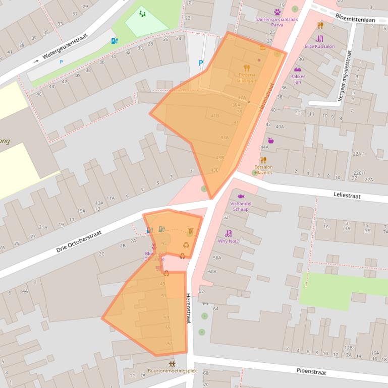 Kaart van postcodegebied 2313AE.