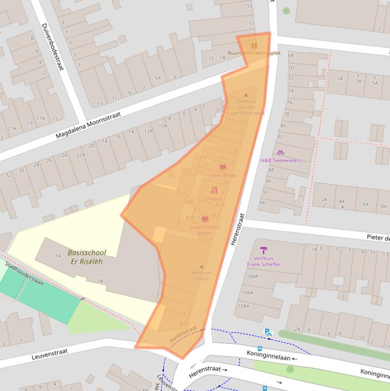 Kaart van postcodegebied 2313AG.