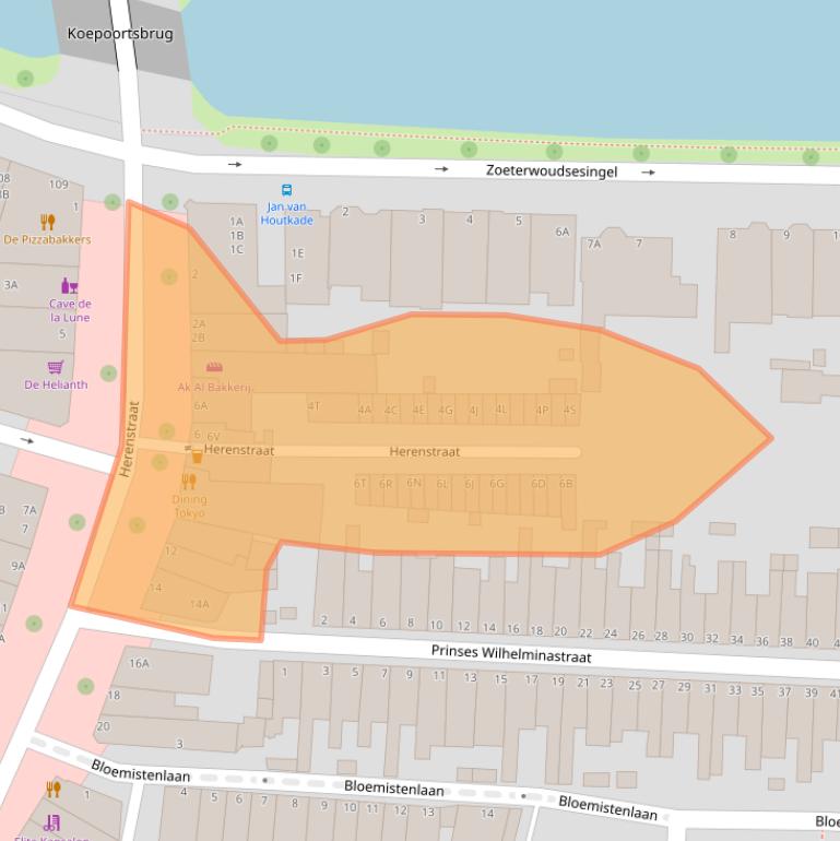 Kaart van postcodegebied 2313AK.