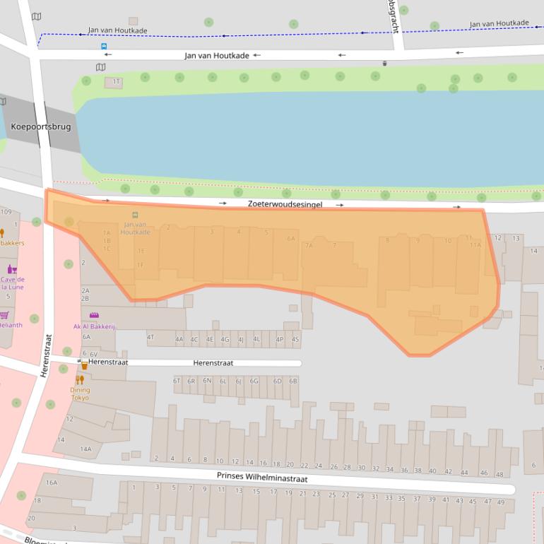 Kaart van postcodegebied 2313AX.
