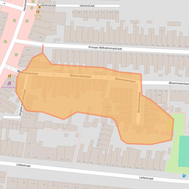 Kaart van postcodegebied 2313BA.