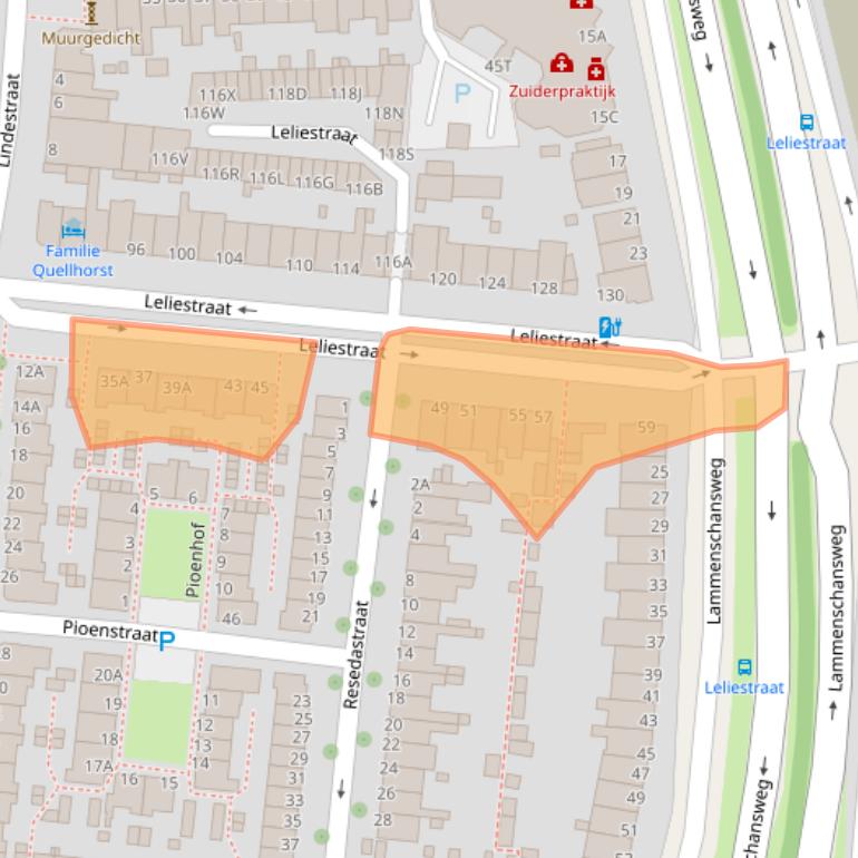 Kaart van postcodegebied 2313BE.