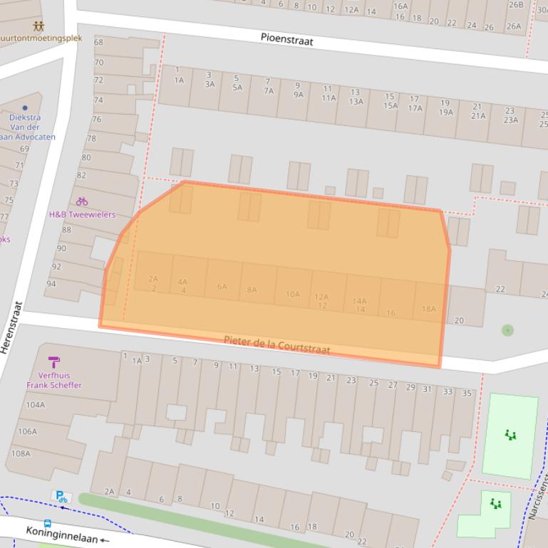 Kaart van postcodegebied 2313BT.