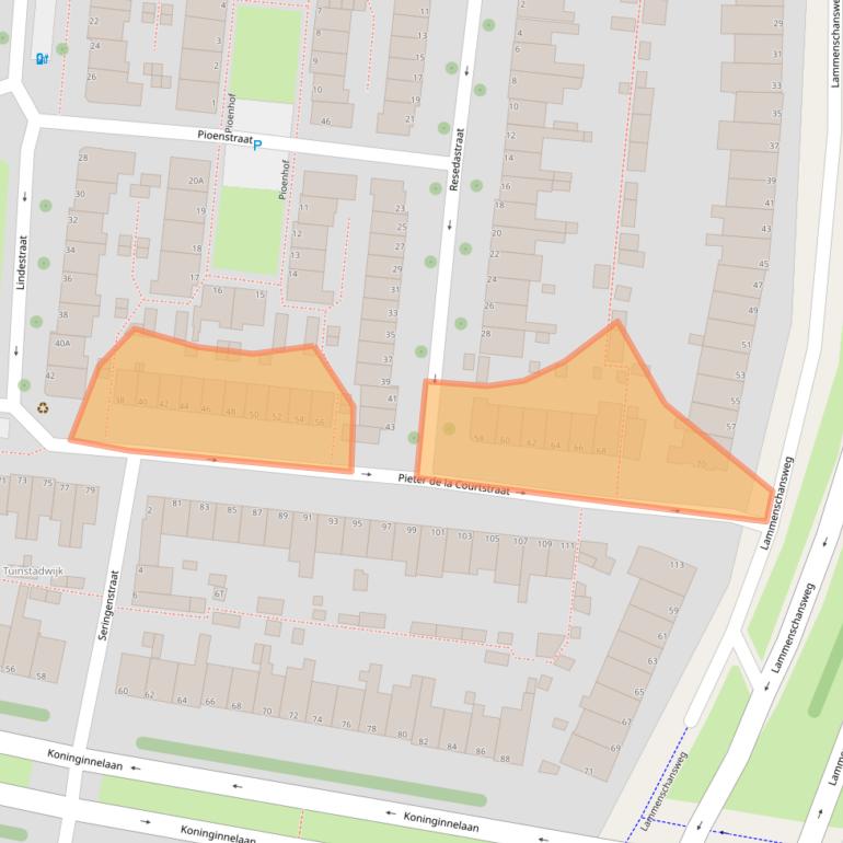 Kaart van postcodegebied 2313BW.