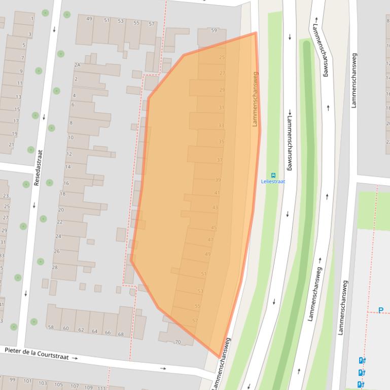 Kaart van postcodegebied 2313DJ.