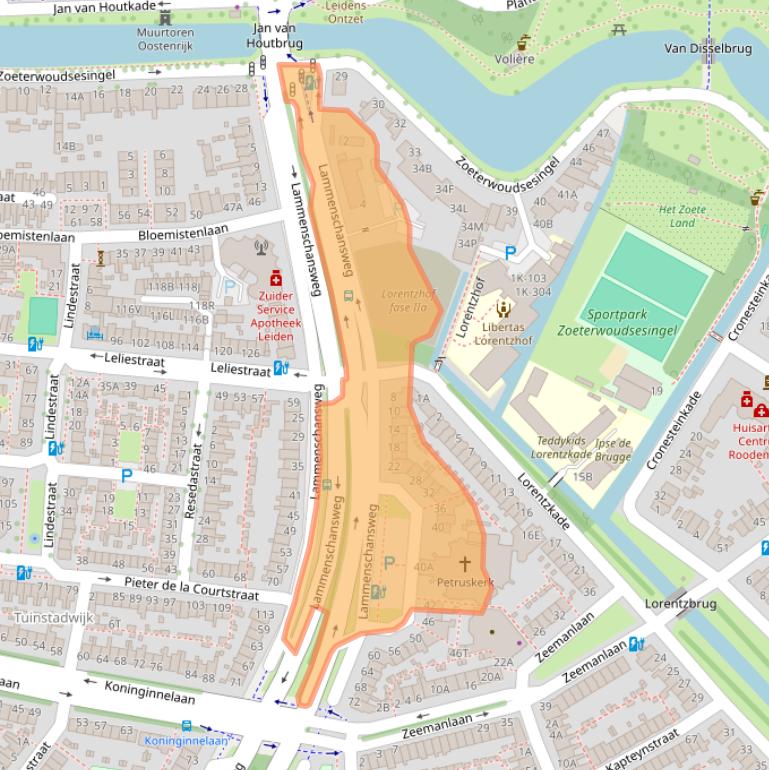 Kaart van postcodegebied 2313DM.