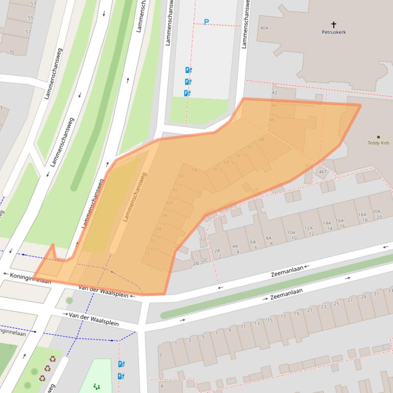 Kaart van postcodegebied 2313DN.