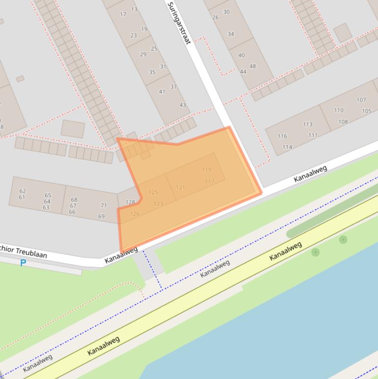 Kaart van postcodegebied 2313DZ.