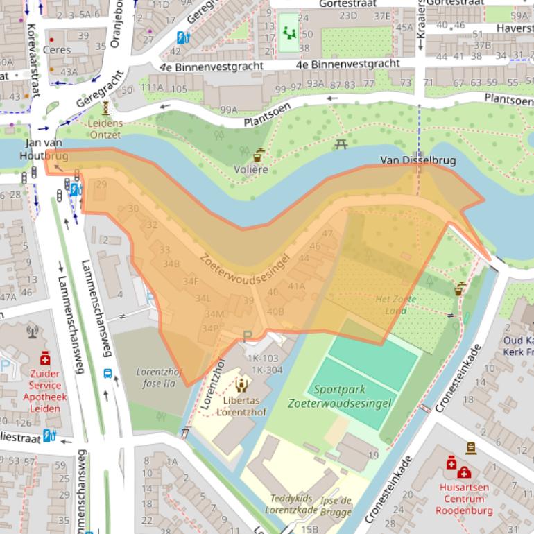 Kaart van postcodegebied 2313EJ.