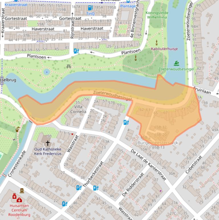 Kaart van postcodegebied 2313EL.