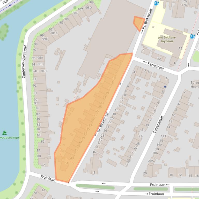 Kaart van postcodegebied 2313ES.