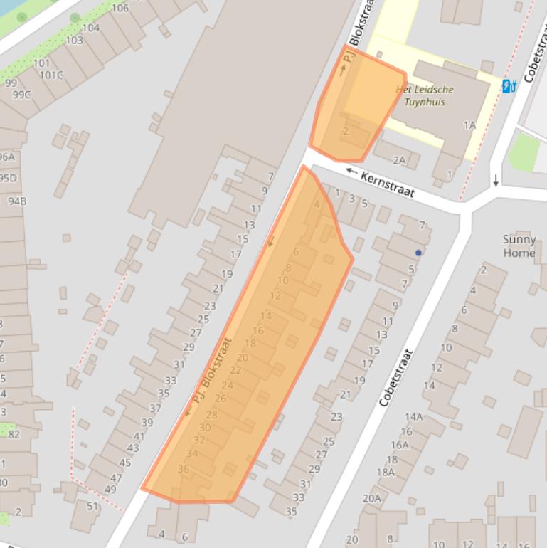 Kaart van postcodegebied 2313ET.