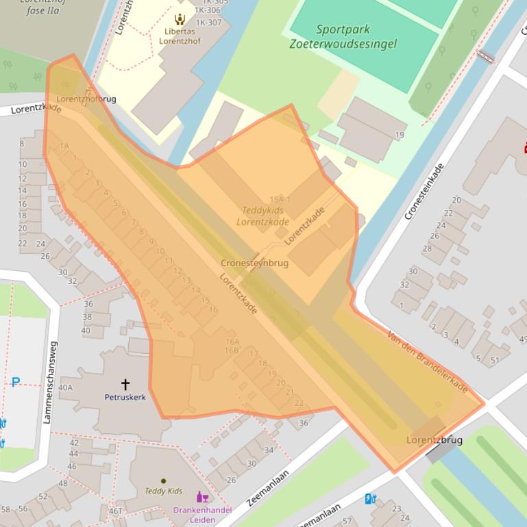 Kaart van postcodegebied 2313GB.