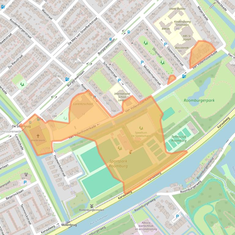 Kaart van postcodegebied 2313GG.