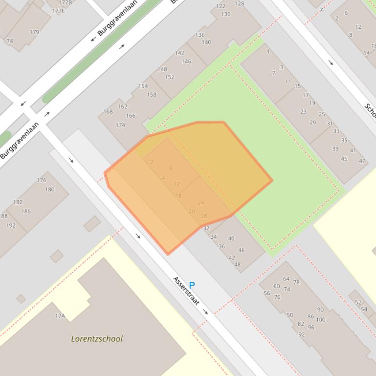 Kaart van postcodegebied 2313GJ.