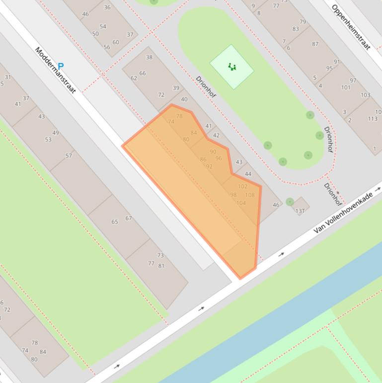 Kaart van postcodegebied 2313GT.