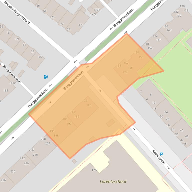 Kaart van postcodegebied 2313JA.