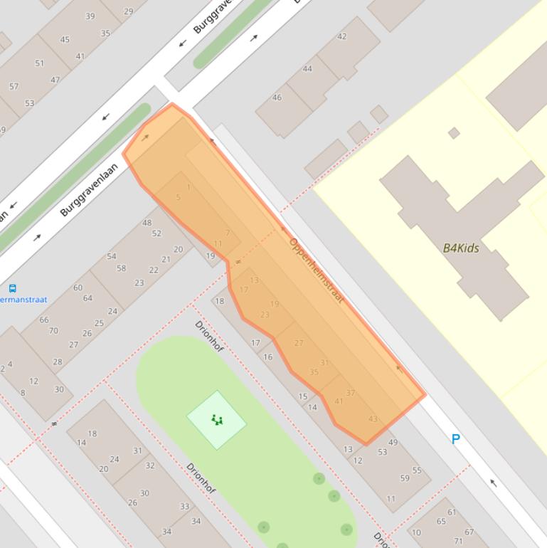 Kaart van postcodegebied 2313JC.