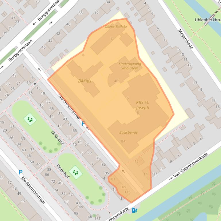 Kaart van postcodegebied 2313JE.