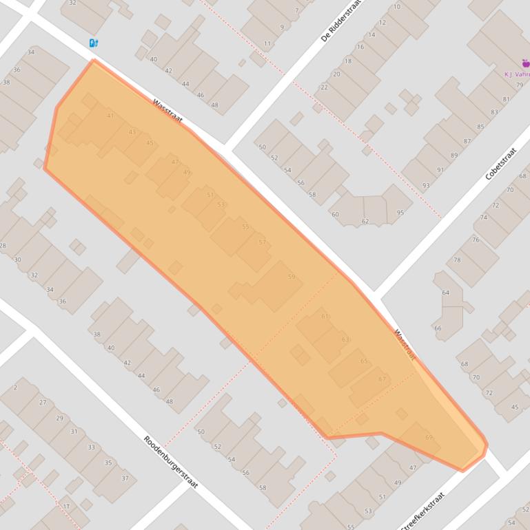 Kaart van postcodegebied 2313JH.