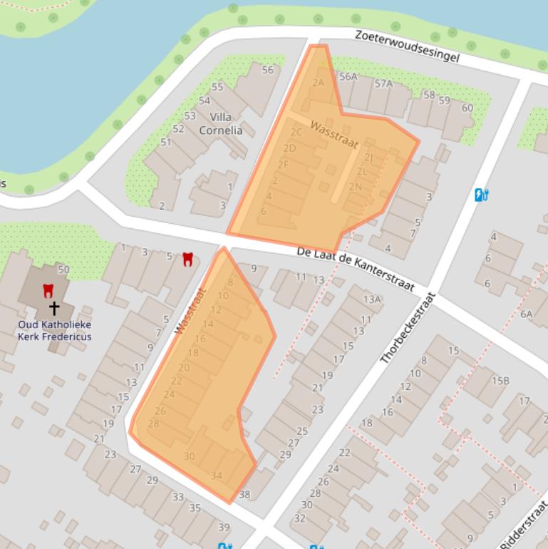 Kaart van postcodegebied 2313JJ.