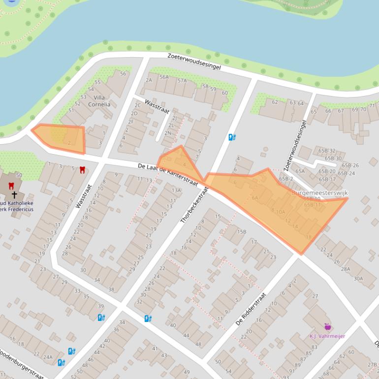 Kaart van postcodegebied 2313JT.