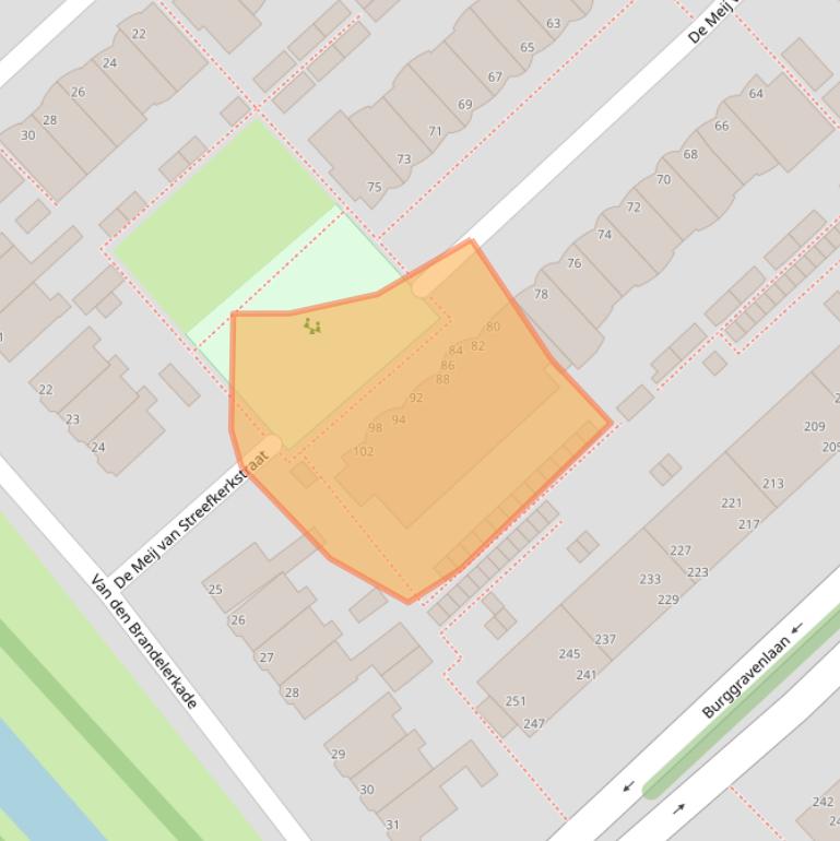 Kaart van postcodegebied 2313JX.