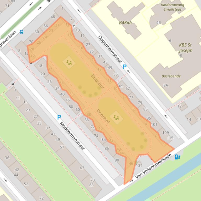 Kaart van postcodegebied 2313JZ.