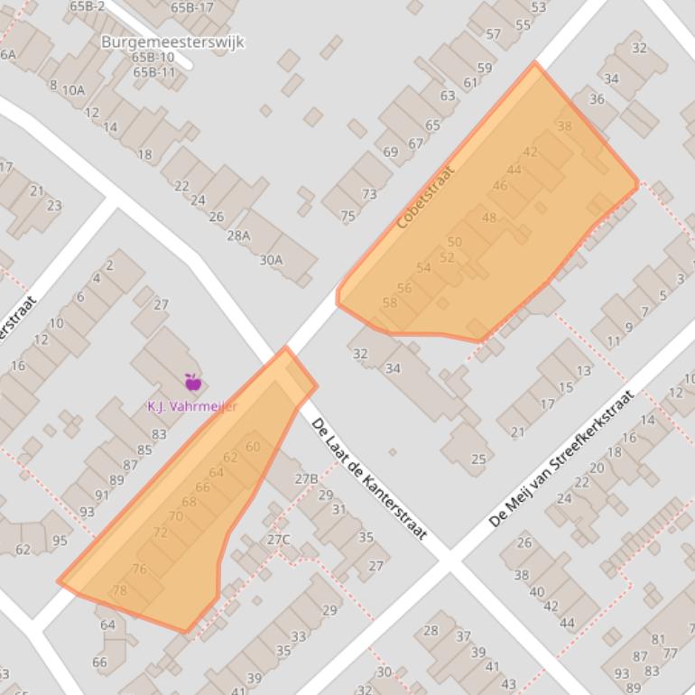 Kaart van postcodegebied 2313KD.