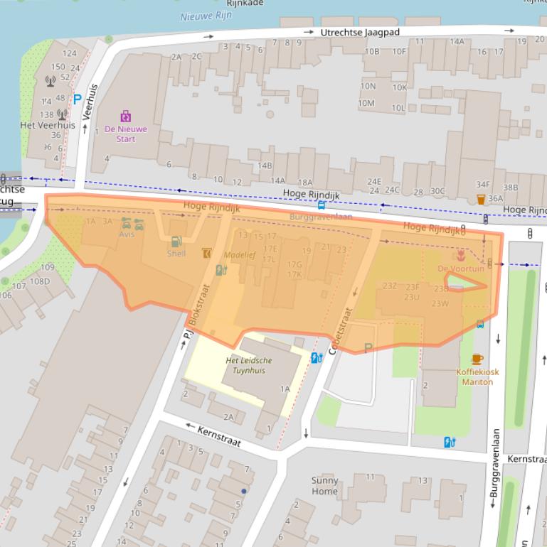 Kaart van postcodegebied 2313KE.