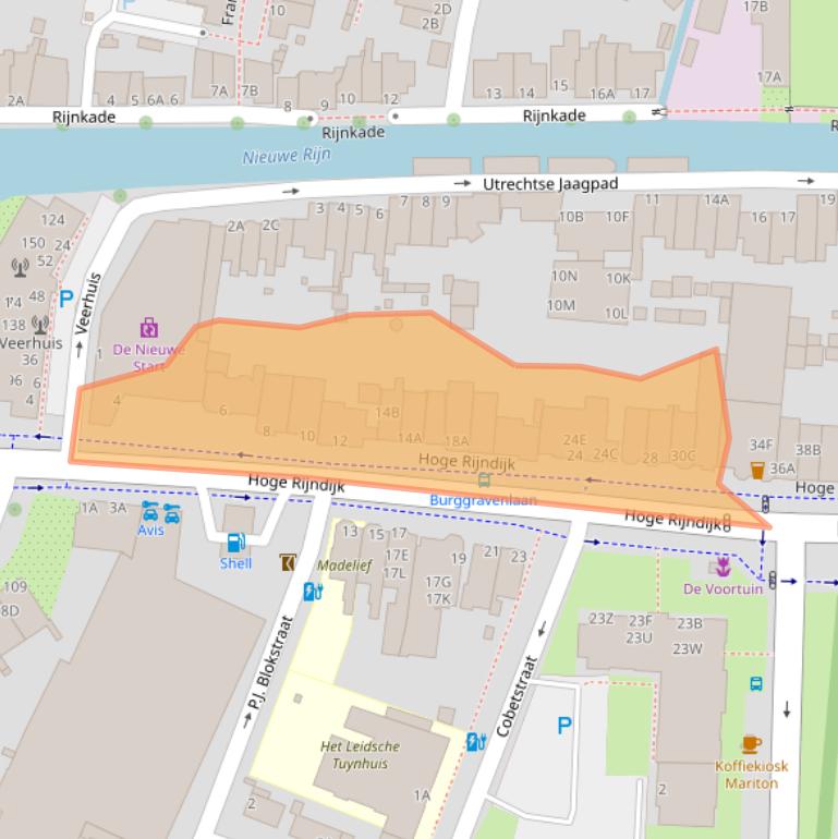 Kaart van postcodegebied 2313KJ.