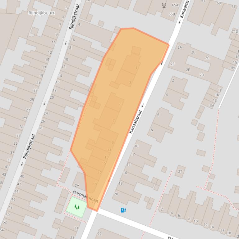 Kaart van postcodegebied 2313NN.