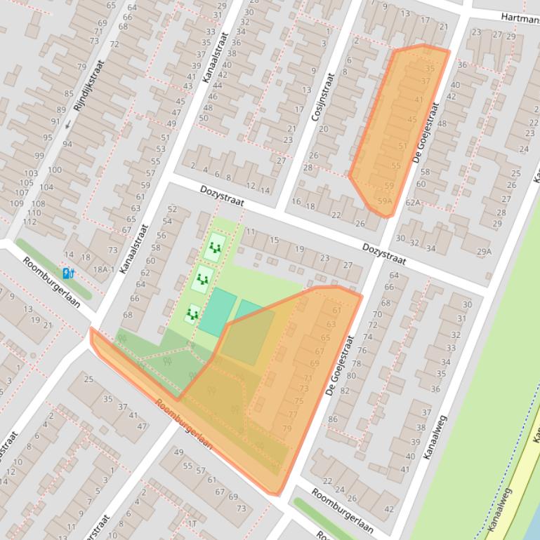 Kaart van postcodegebied 2313NV.
