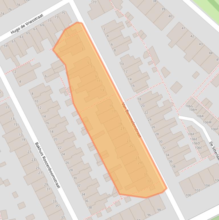 Kaart van postcodegebied 2313RA.