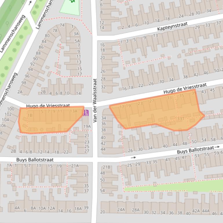 Kaart van postcodegebied 2313RE.