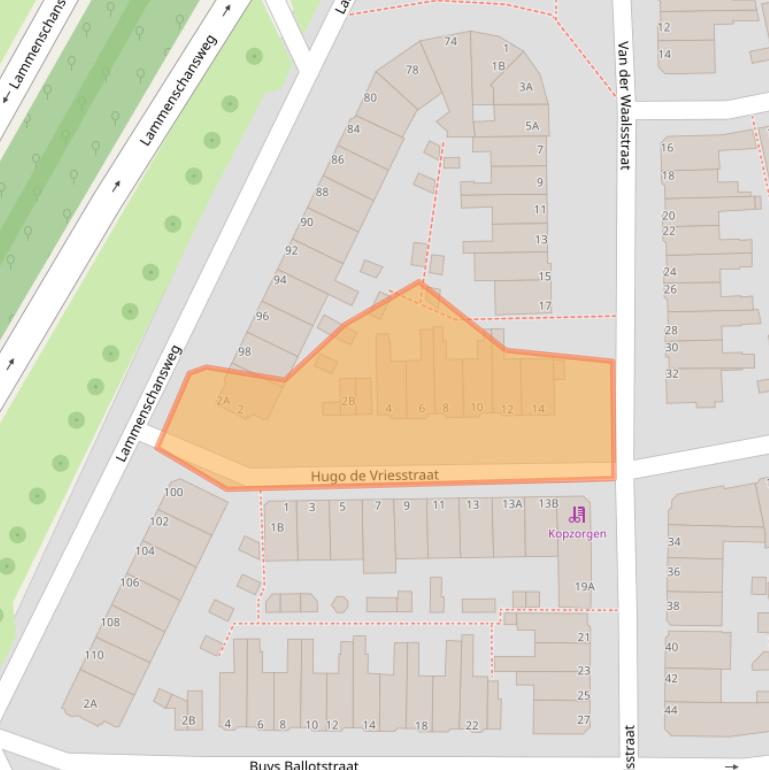 Kaart van postcodegebied 2313RH.