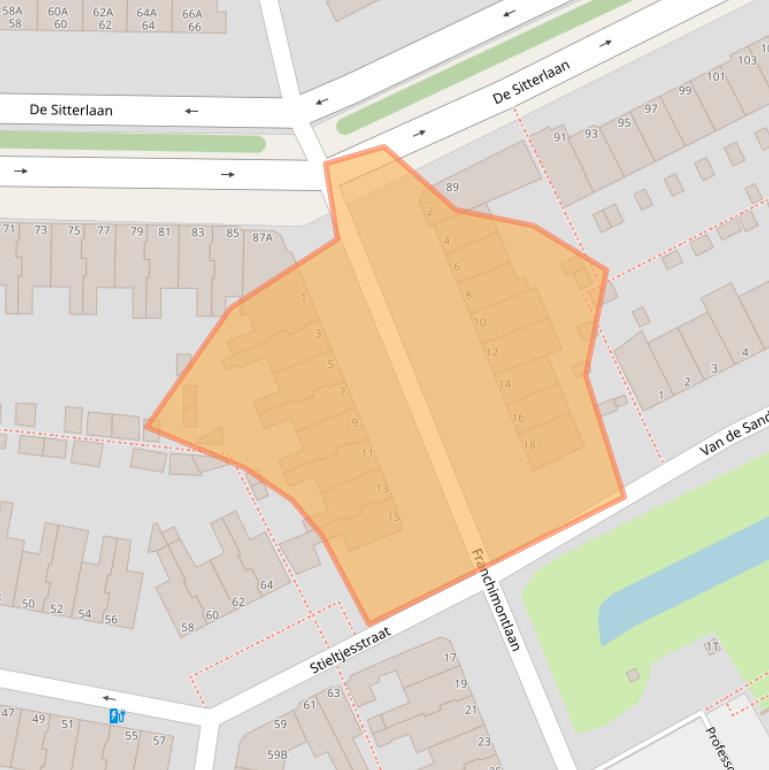 Kaart van postcodegebied 2313RW.