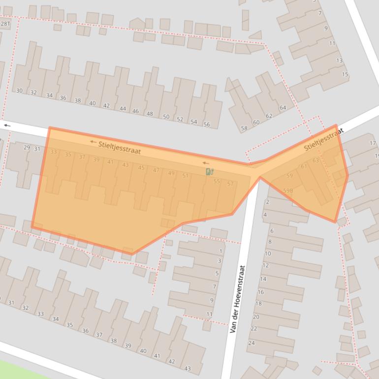 Kaart van postcodegebied 2313SJ.