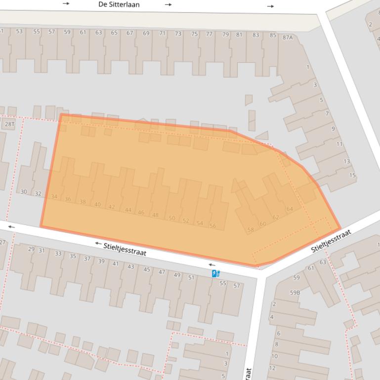 Kaart van postcodegebied 2313SL.