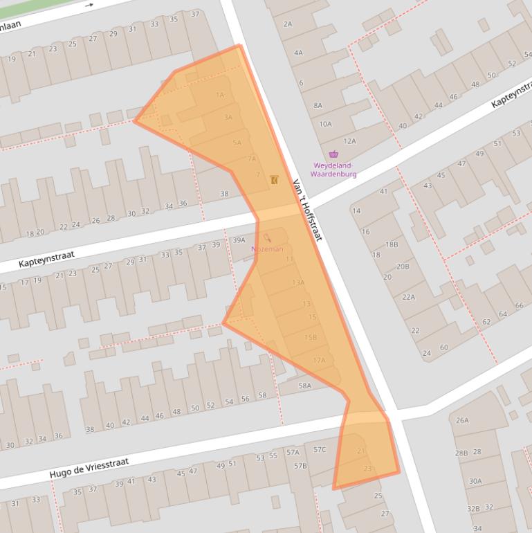 Kaart van postcodegebied 2313SM.