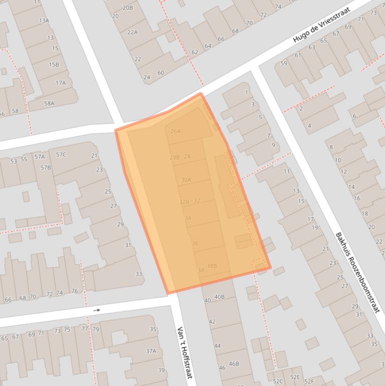 Kaart van postcodegebied 2313SR.