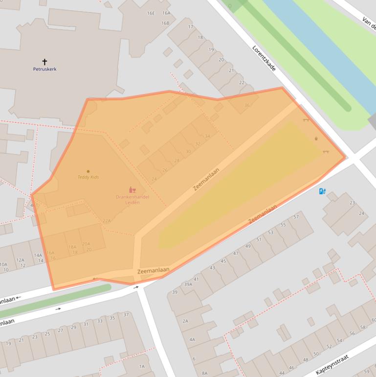 Kaart van postcodegebied 2313SZ.