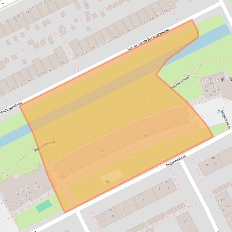 Kaart van postcodegebied 2313TB.