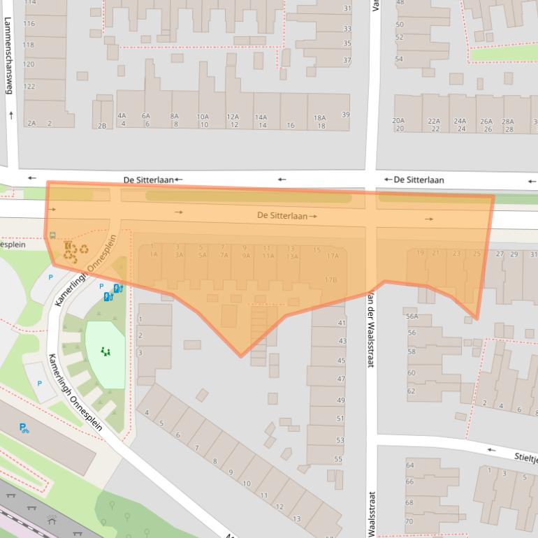 Kaart van postcodegebied 2313TJ.