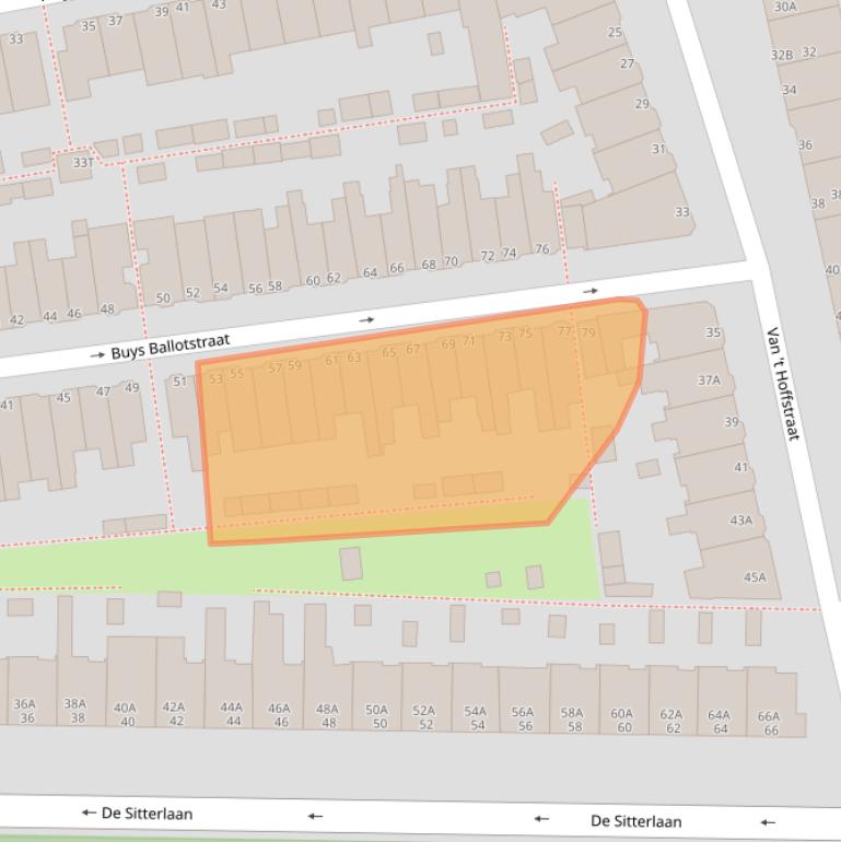 Kaart van postcodegebied 2313TW.