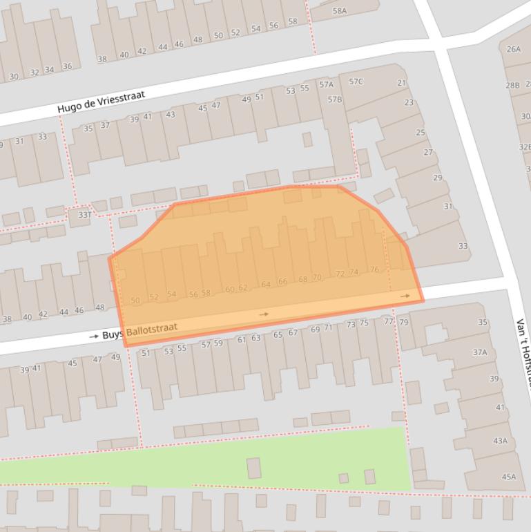 Kaart van postcodegebied 2313TZ.