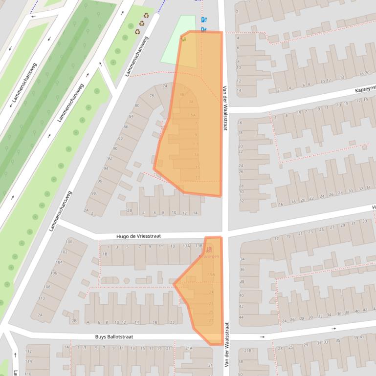 Kaart van postcodegebied 2313VB.