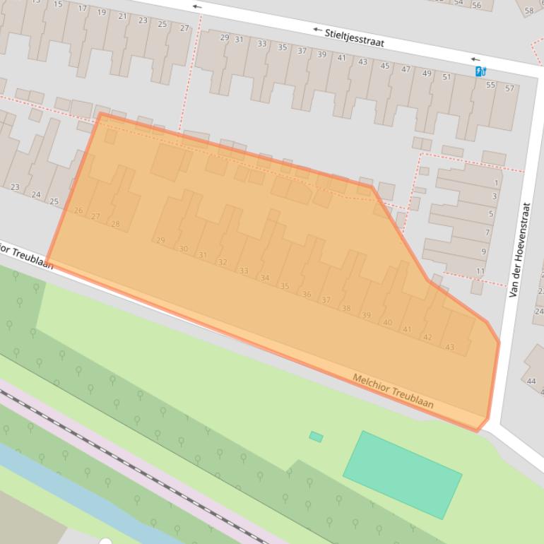 Kaart van postcodegebied 2313VH.